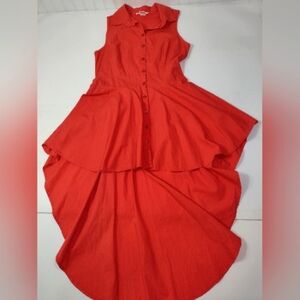 Masseys Women's Sleeveless Orange High -Los  Button Up Top Size (M)